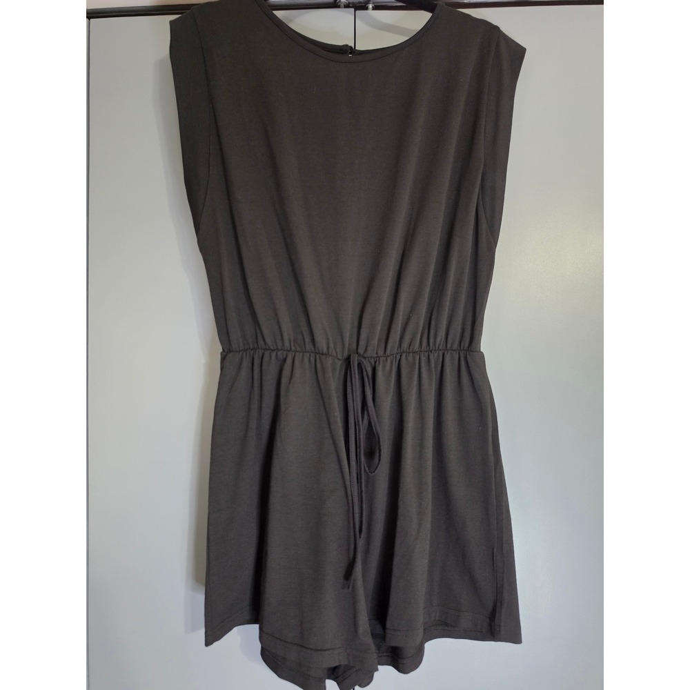 NWOT Droimp Romper Size Med Black Sleeveless Open Back Drawstring Waist